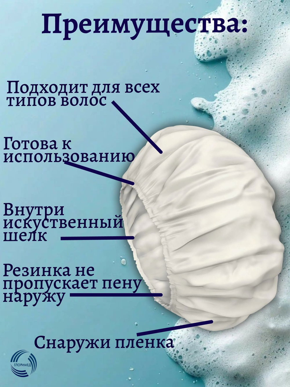 Шапочка шампунь Доктор Трор для мытья головы лежачих больных без воды, сухой душ 1шт