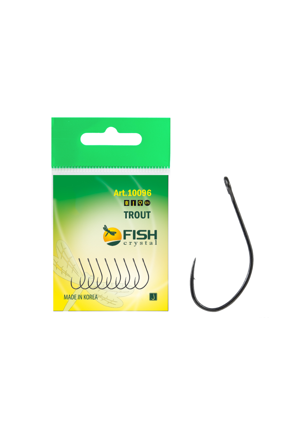 Крючок рыболовный Fish Crystal TROUT 10096 с большим ушком №6 (5 упаковок)