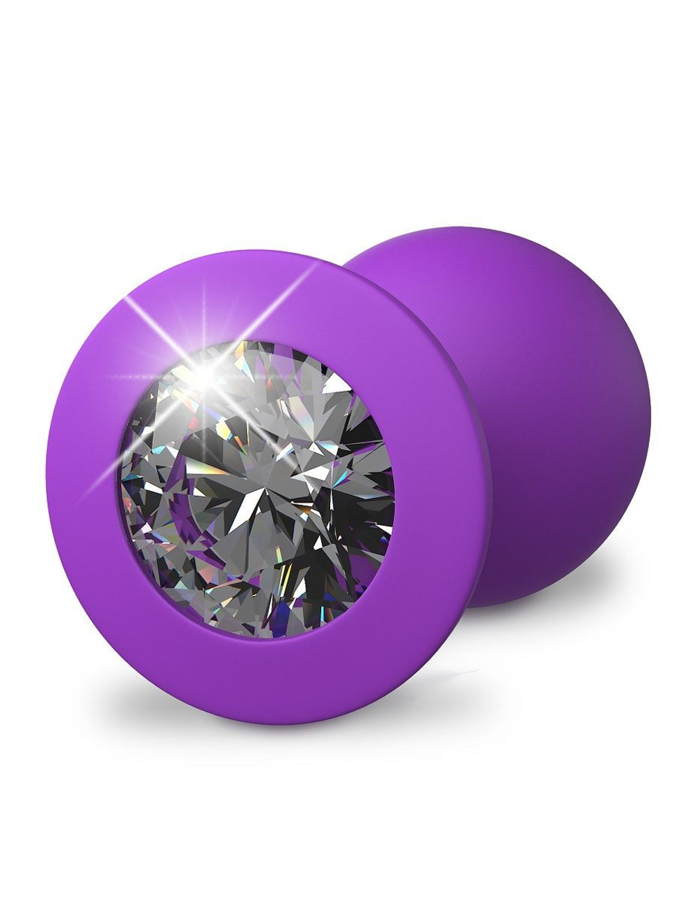 Фиолетовая анальная пробка со стразом Her Little Gem Medium Plug - 8,3 см. (Цвет: фиолетовый)