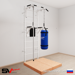 Шведская стенка Sv Sport 5705 (Турник стандарт/Брусья/Канат/Цепь/Мешок 15кг/Мат 1м)
