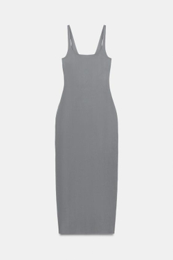 ZARA ПЛАТЬЕ МИДИ С ЭФФЕКТОМ КОНТУРИРОВАНИЯ, СЕРЫЙ