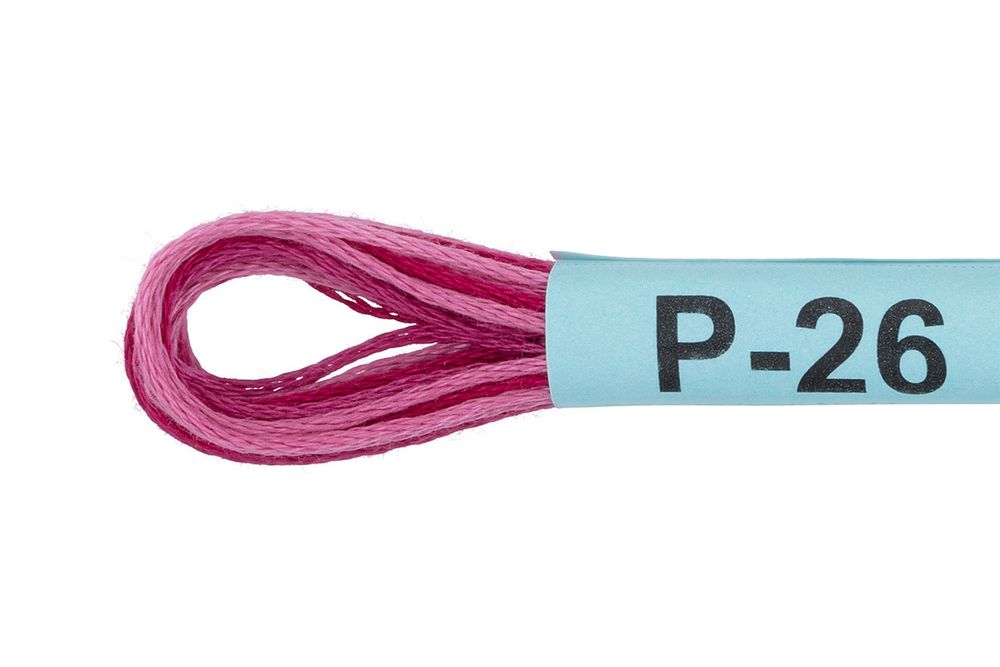 Мулине Gamma меланж, цв.Р-26 т.малиновый-св.розовый, 12 мотков по 8 метров