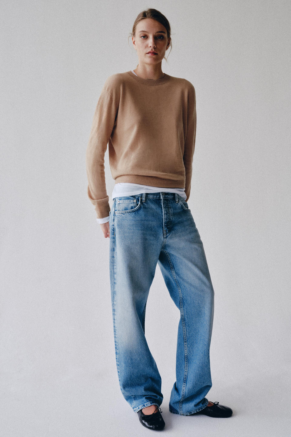 ZARA ДЖИНСЫ ПРЯМОГО КРОЯ СО СРЕДНЕЙ ПОСАДКОЙ — ZW COLLECTION, ВЫЦВЕТШИЙ СИНИЙ