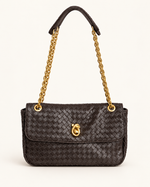 Женская сумка Bottega Veneta Madison — тёмно-коричневая, 27 см