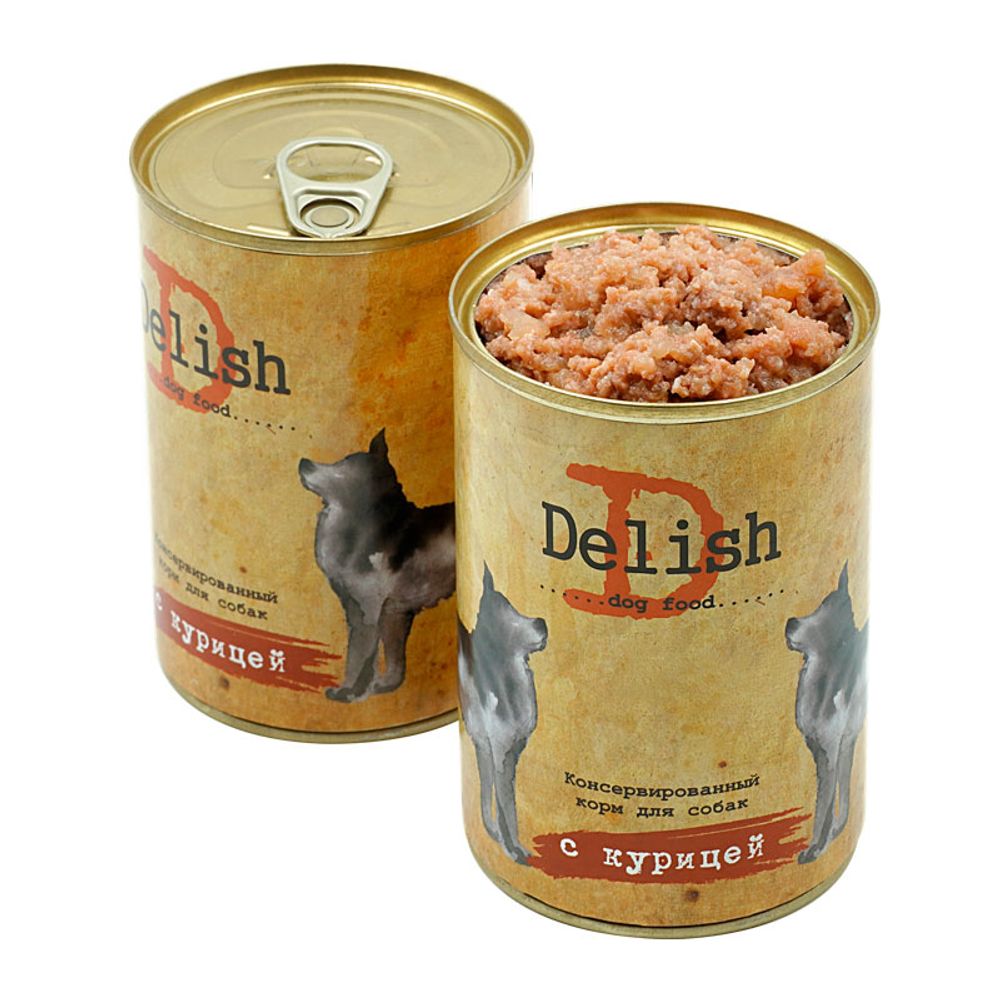 Консервы DELISH для собак с курицей - 970 гр
