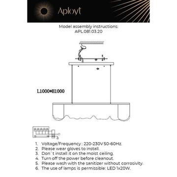 Подвесной светильник 20W 3500K APL.081.03.20 прозрачный/золото Olga Aployt