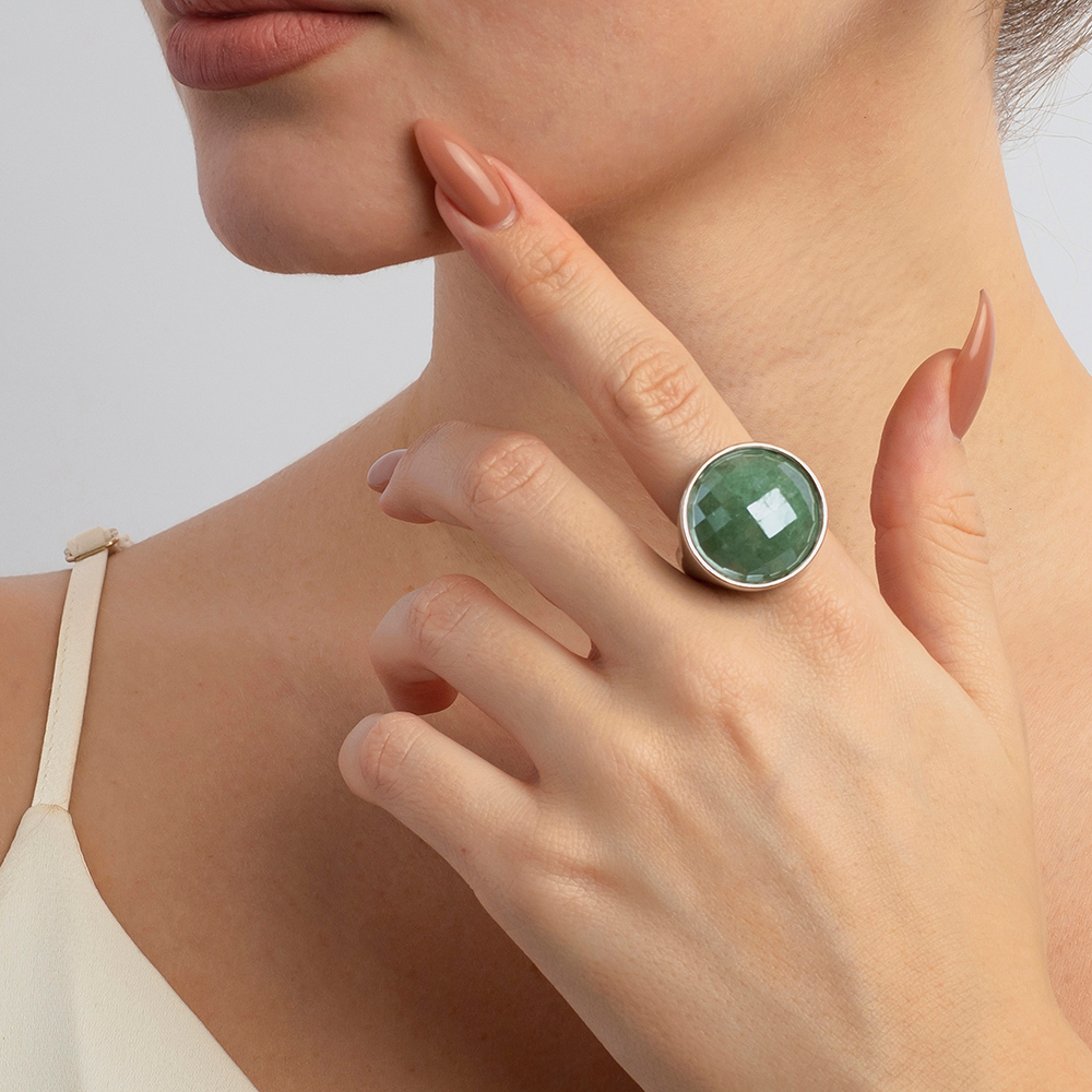 Кольцо Possebon Pearl Green Quartz 17.2 мм K1155.16/17.2 G/S размер 17,2