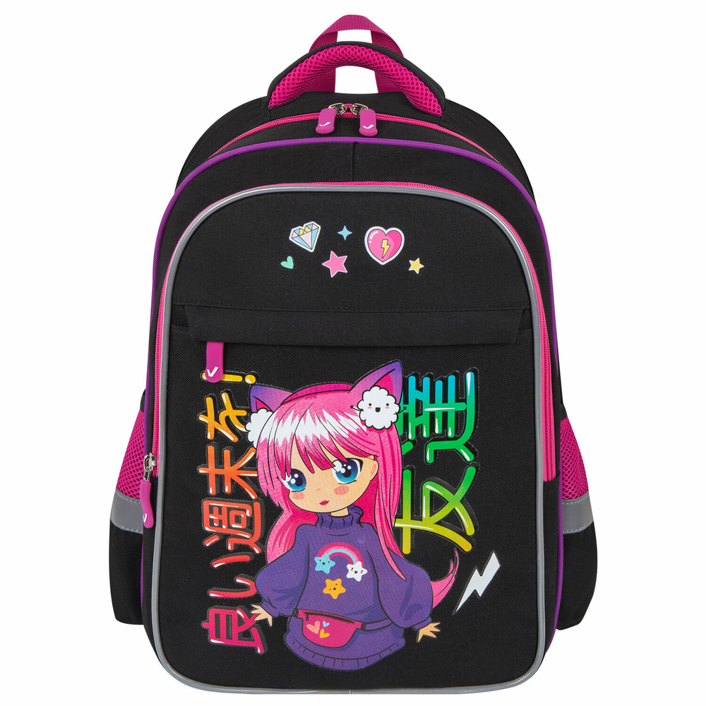 Рюкзак BRAUBERG FAVOUR, 2 отделения, 3 кармана, "Anime girl", 40х29х15 см, 272059