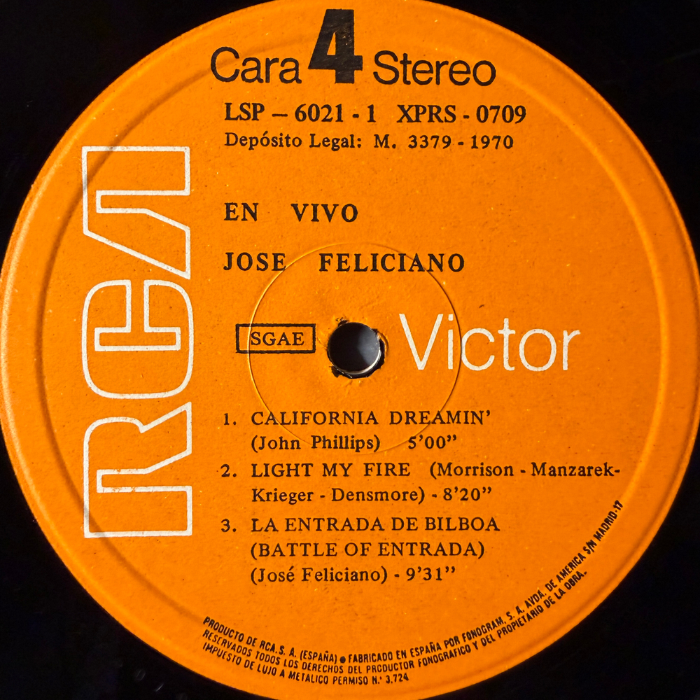 José Feliciano ‎– En Vivo - José Feliciano En Concierto En El London Palladium 2LP (Испания 1970г.)