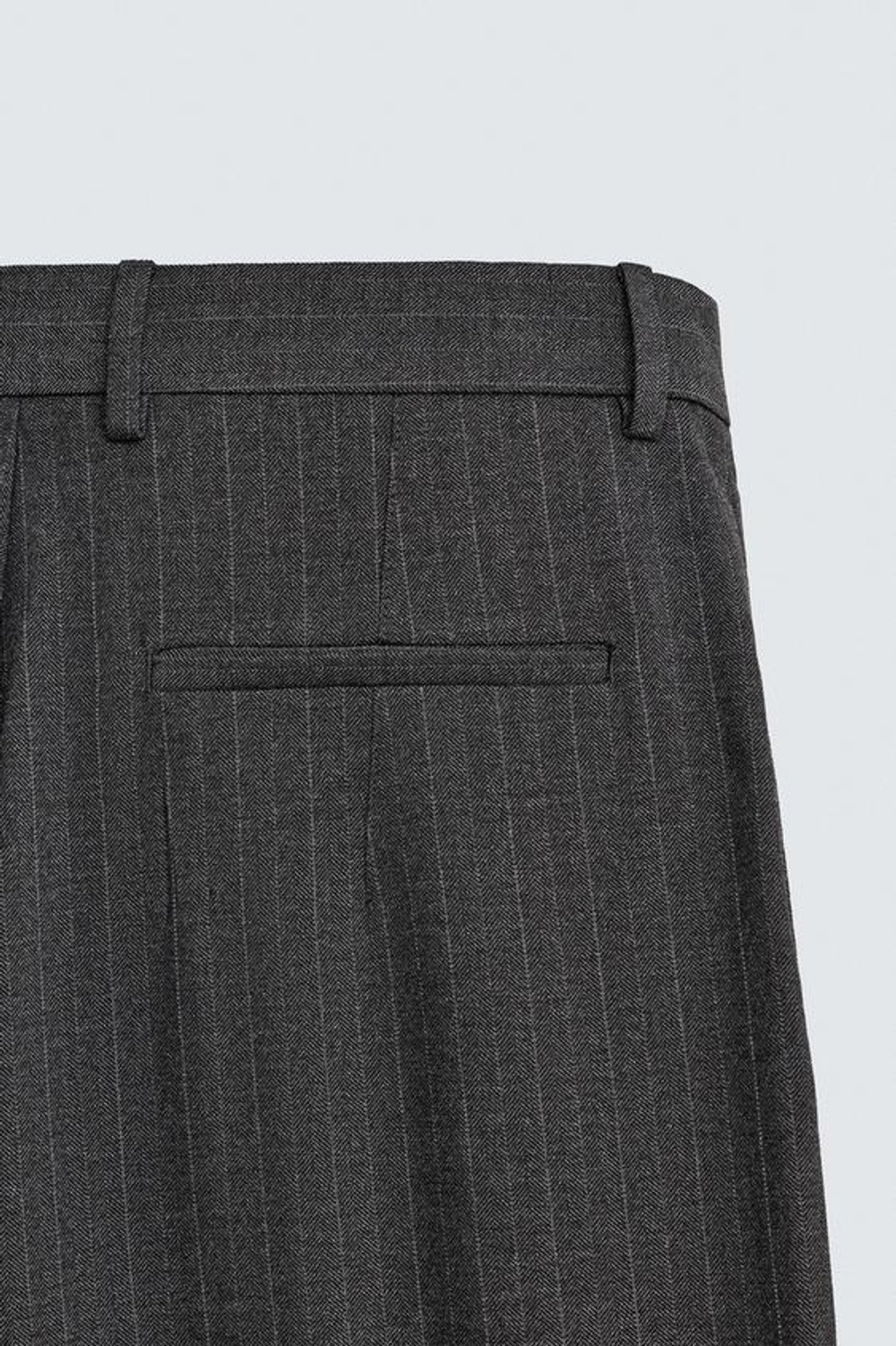ZARA БРЮКИ WIDE FIT СО СКЛАДКАМИ, СЕРЫЙ МЕЛАНЖ