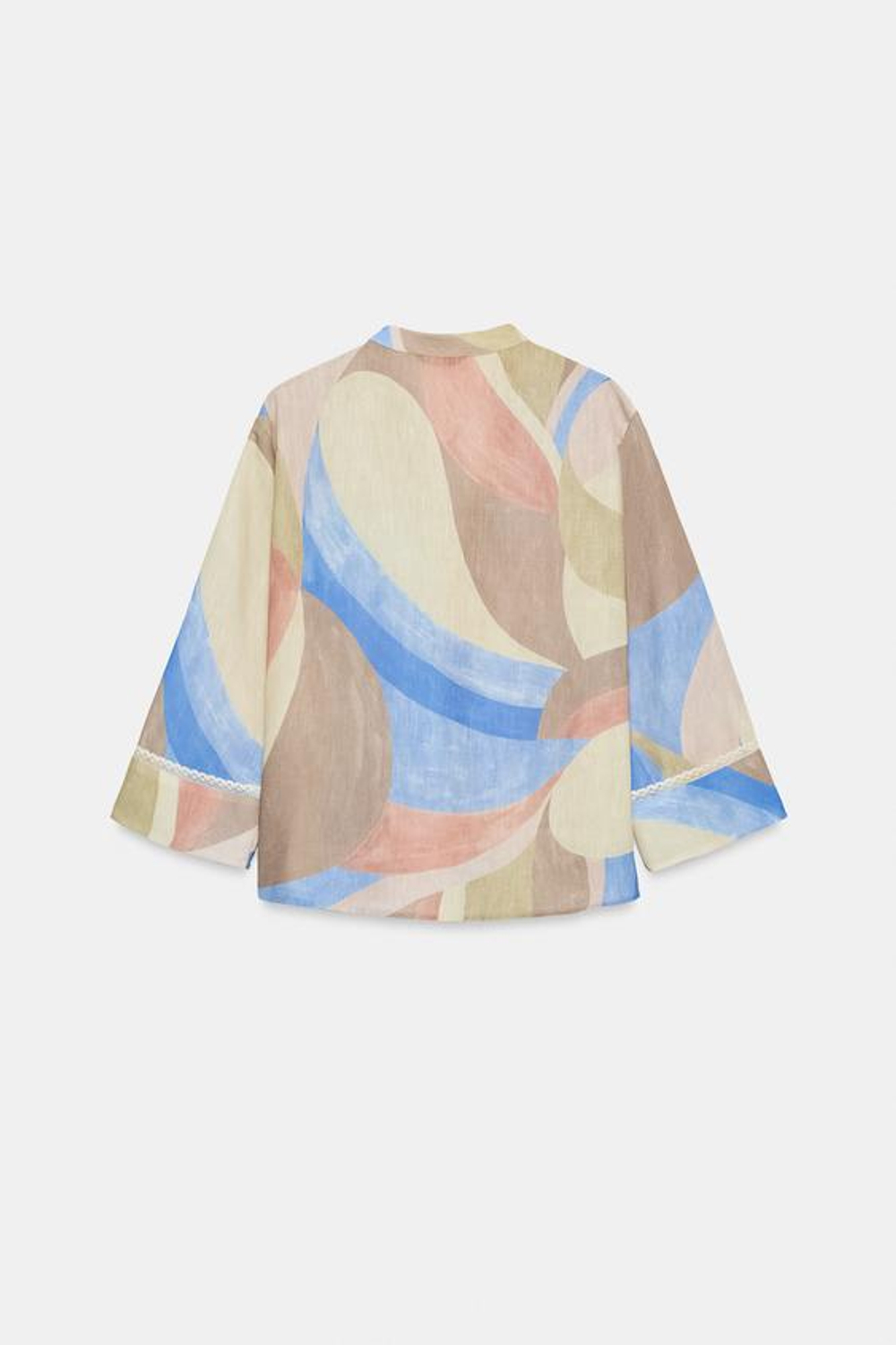 ZARA РУБАШКА С ПРИНТОМ И КРУЖЕВОМ, РАЗНОЦВЕТНЫЙ