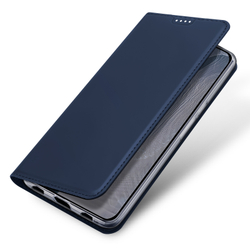 Чехол книжка из кожи синего цвета для Google Pixel 11 Pro XL, серия Skin Pro Series от Dux Ducis