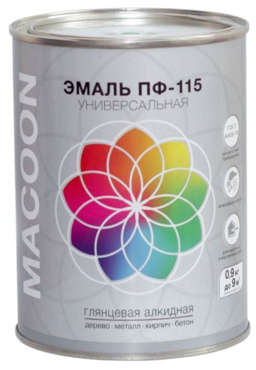 Эмаль ПФ-115 алкидная глянцевая белая 0,9кг MACOON (14шт)