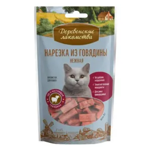 Деревенские лакомства "Нарезка из говядины нежная" для кошек