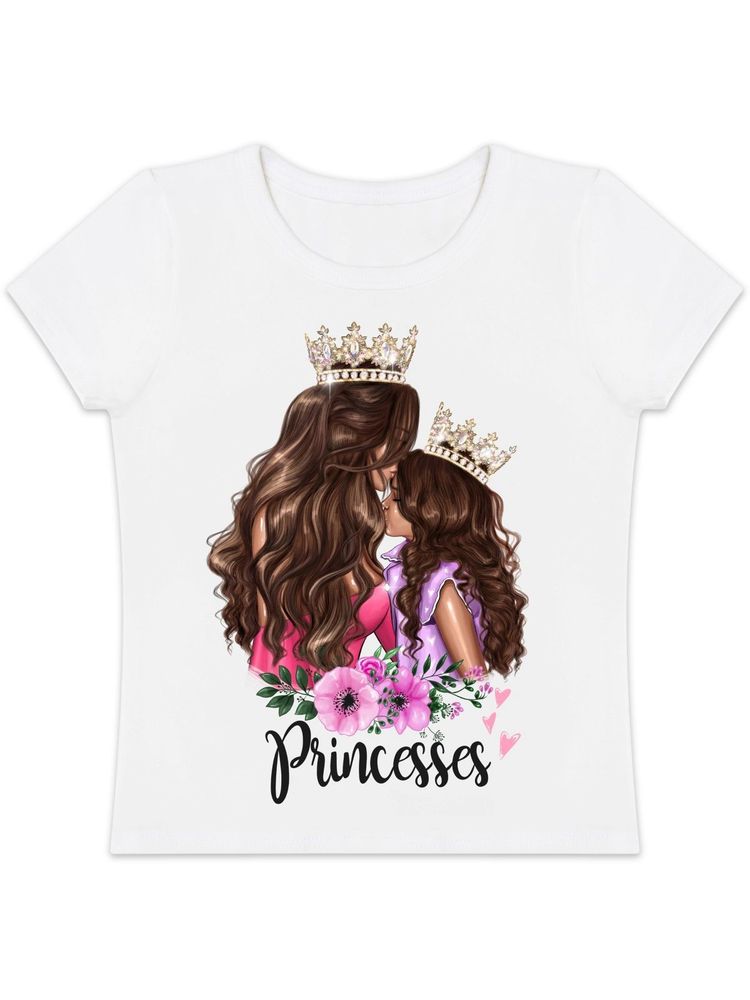 Футболка с принтом "Princesses" шатенки (Family look)