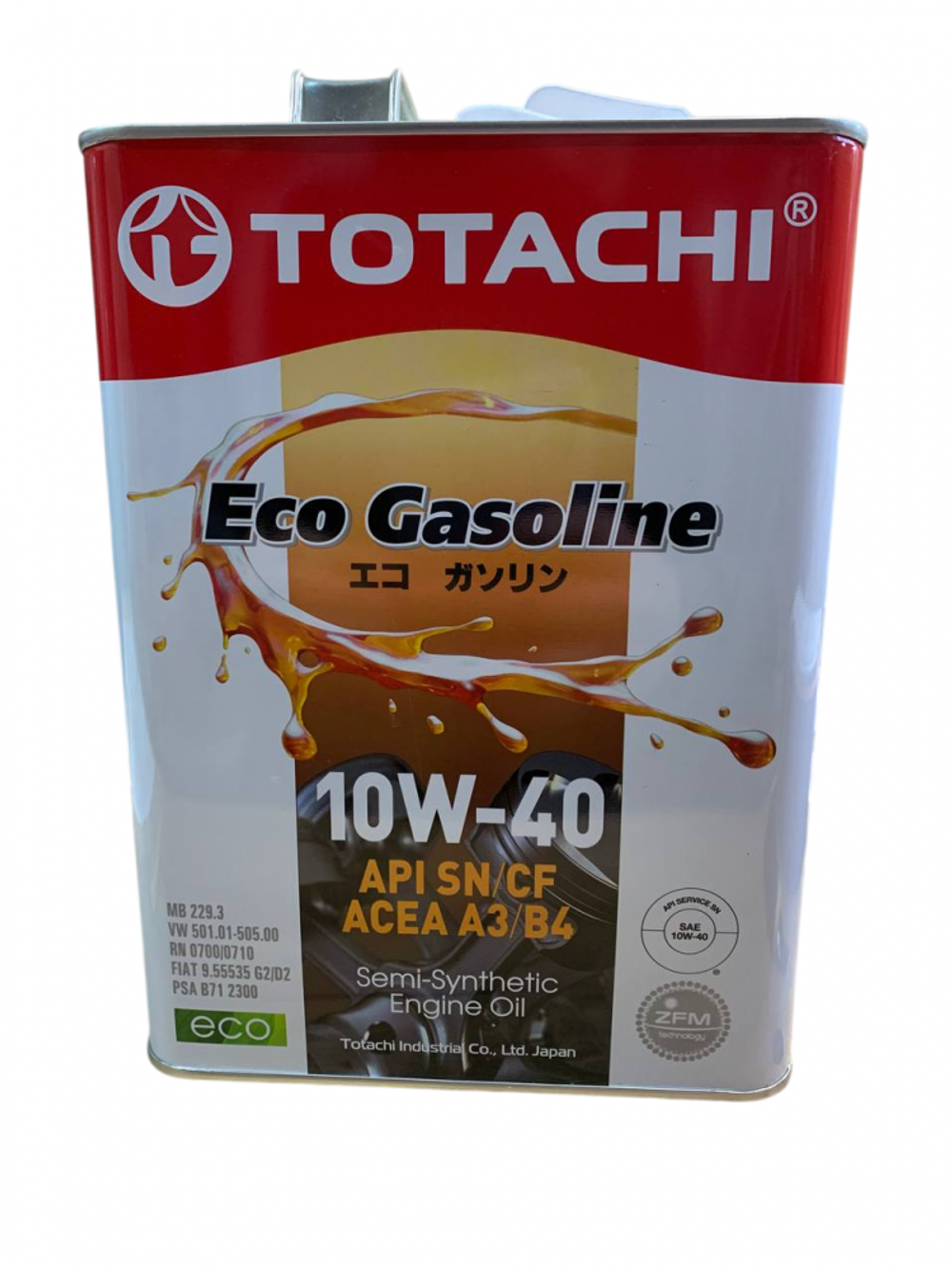 Масло моторное TOTACHI Gasoline Eco Semi-Synthetic SN/CF 10W-40 (4л.) + перчатка
