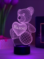 Ночник "Мишка именной Милена" - подарок девушке, девочке