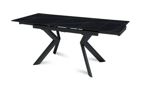 Стол "БРИДЖ" 120-180, керамика Black Gold мат., опоры черный муар