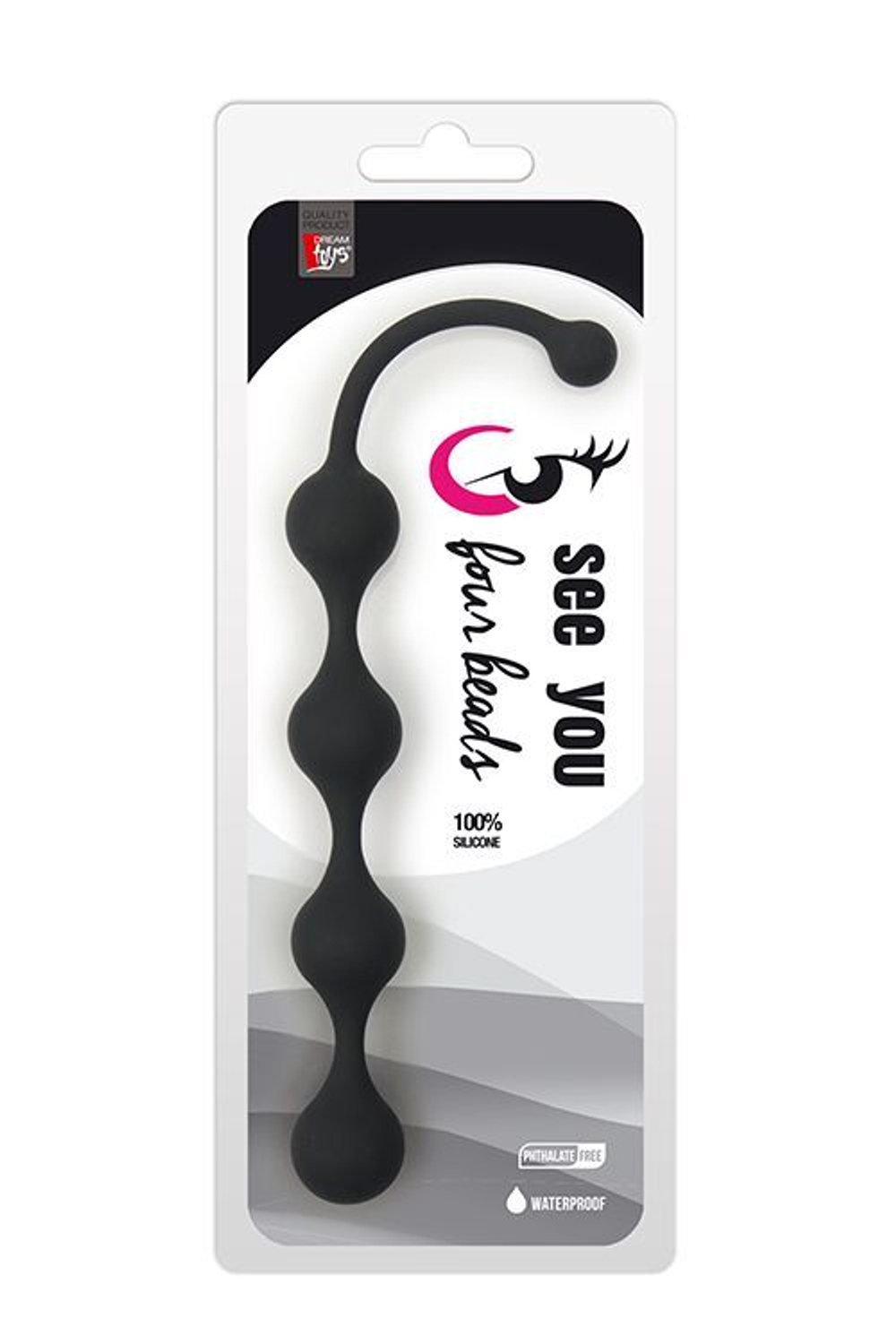 Чёрная анальная цепочка Four Beads Anal Black - 24 см. (Цвет: черный)