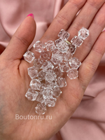Бусины акриловые гранёные квадратные прозрачные 500 грамм (±5гр)
