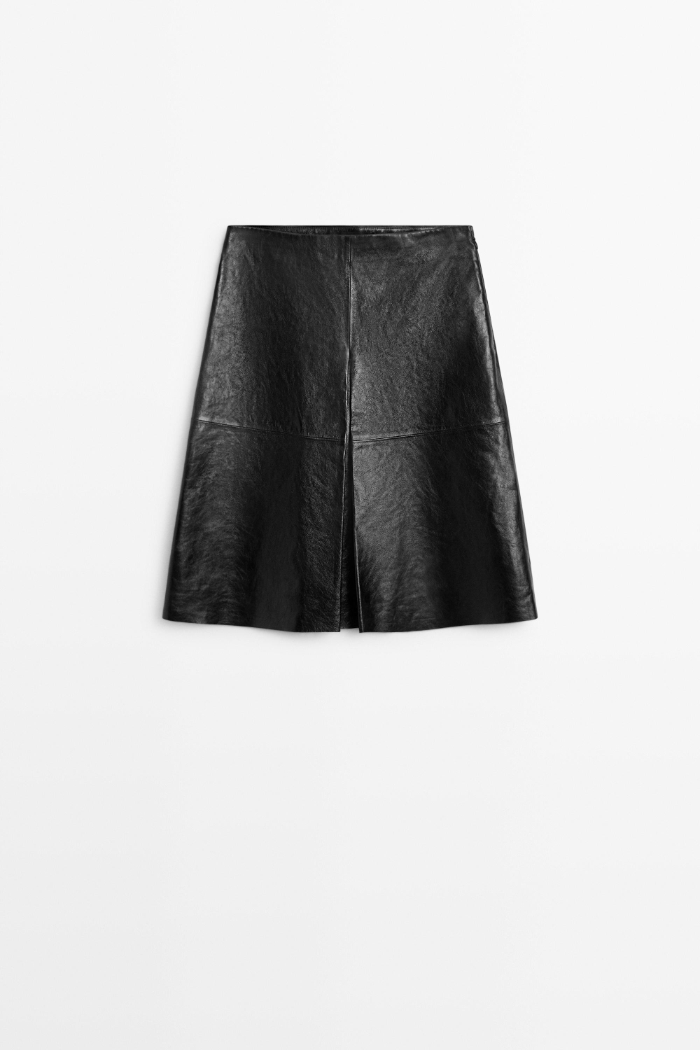 Massimo Dutti Короткая юбка из кожи наппа, черный