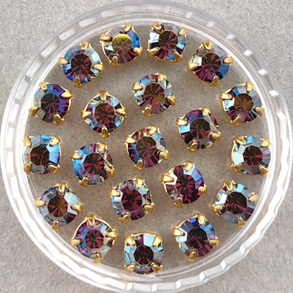 Шатоны Preciosa MAXIMA в оправах, Amethyst Shimmer/Gold