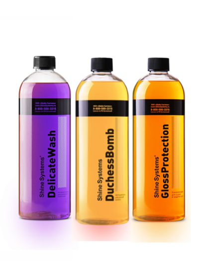 Shine Systems набор для трехфазной мойки GlossProtection + автошампунь DuchessBomb + DelicateWash 750мл