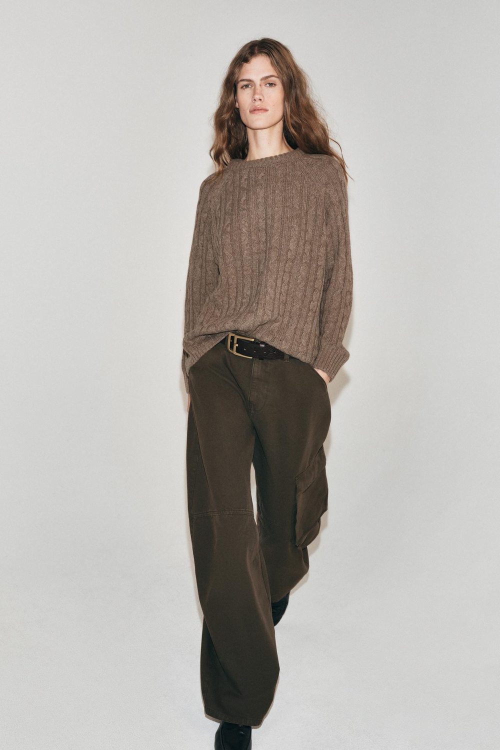 ZARA БРЮКИ КАРГО — ZW COLLECTION, ТЕМНЫЙ ХАКИ