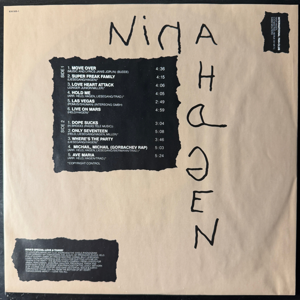 Nina Hagen – Nina Hagen (Германия 1989г.) Т
