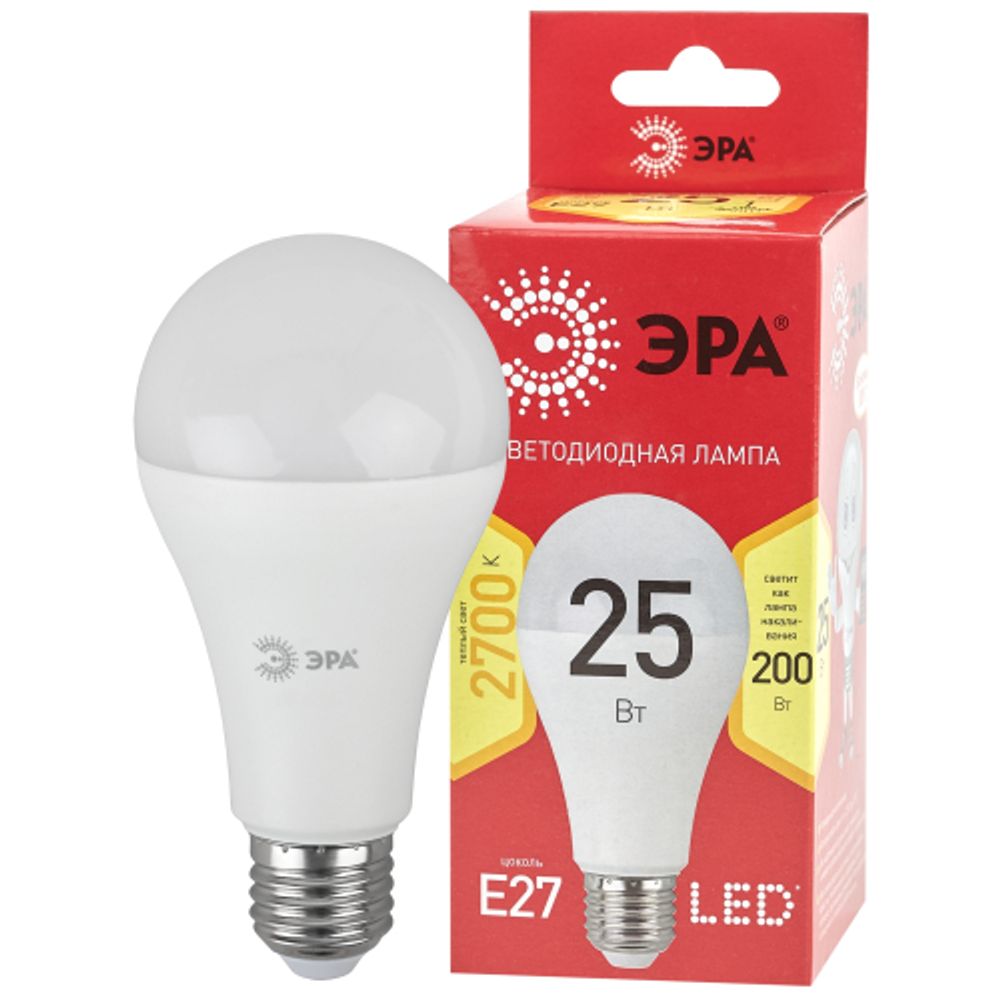 Лампа светодиодная ЭРА RED LINE LED A65-25W-827-E27 R 25Вт груша теплый белый свет Е27 | Лампы cветодиодные Груша (A)