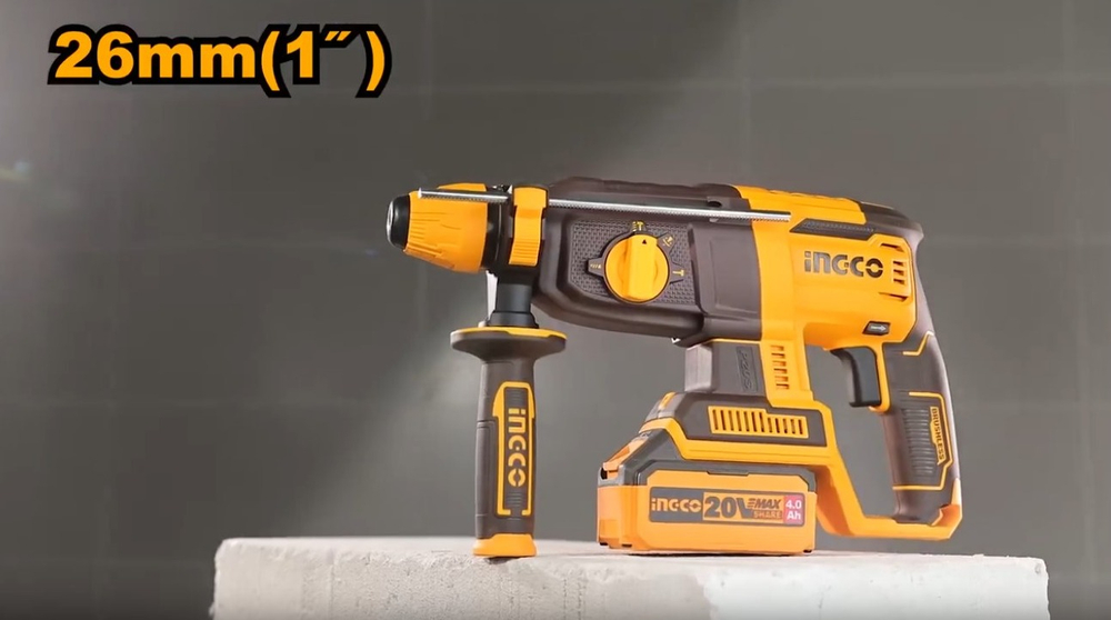 Аккумуляторный бесщеточный перфоратор SDS-Plus INGCO CRHLI262085 INDUSTRIAL 20 В 2.5 Дж 2x4 Ач