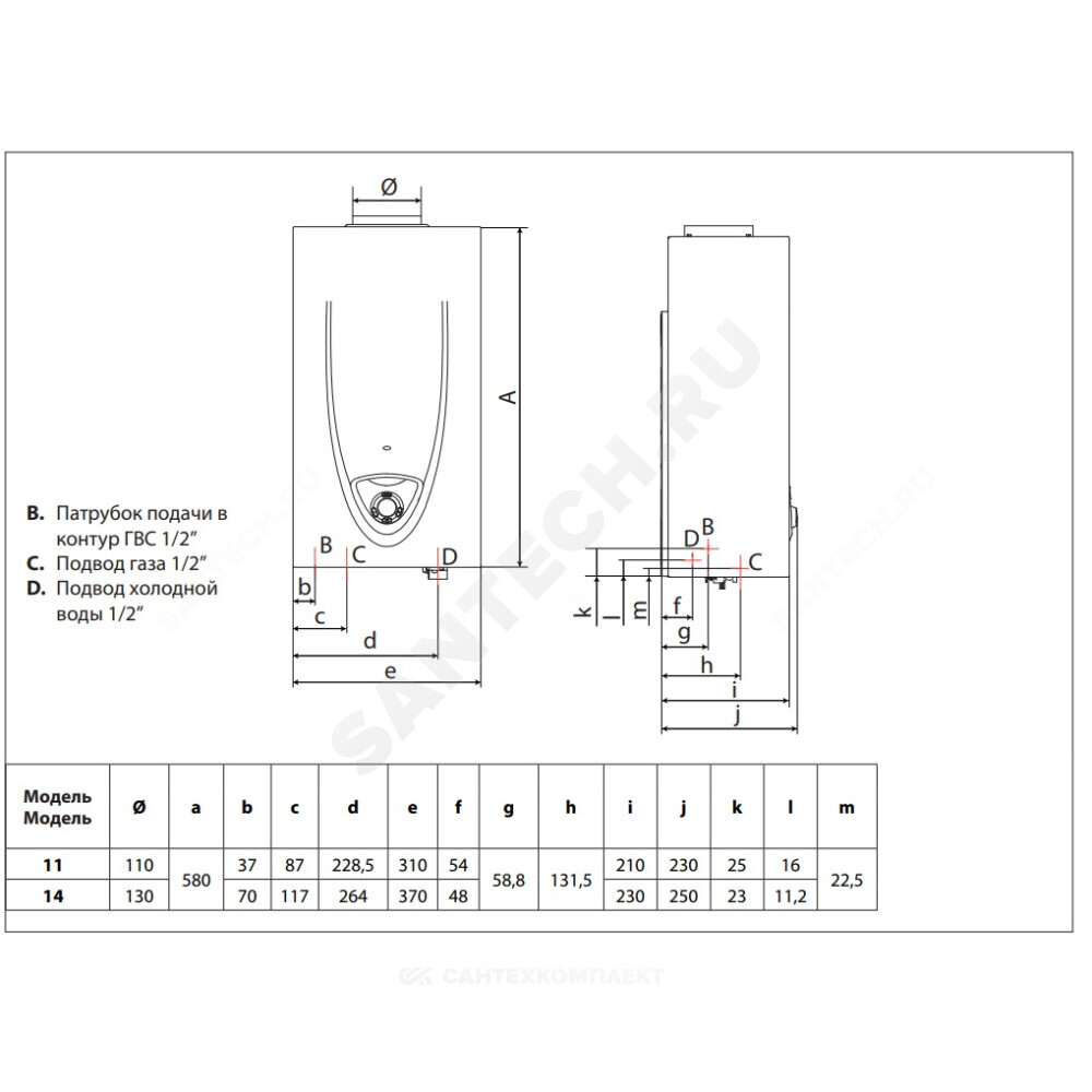 Водонагреватель газовый проточный FAST EVO 14 C Ariston 3632129