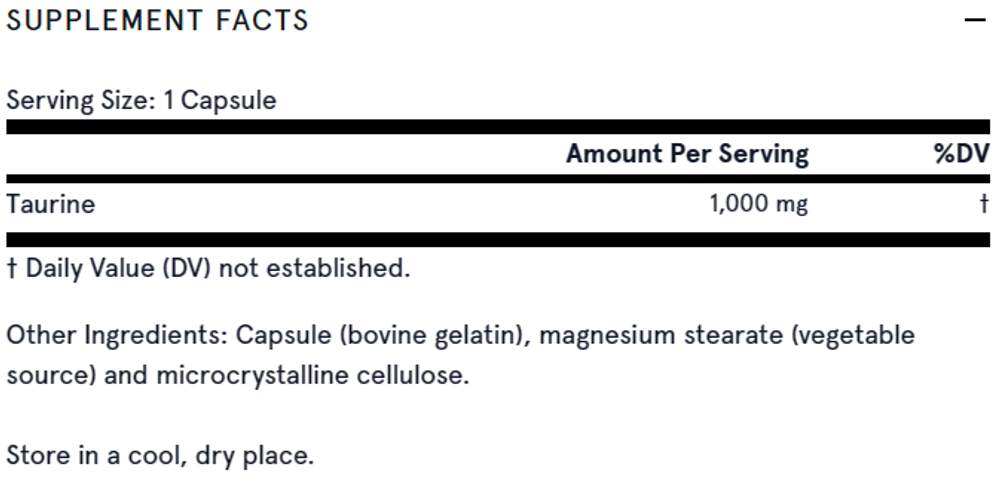 Taurine 1000 мг 100 капсул Jarrow Formulas