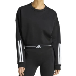 Женская Кофта теннисная Adidas Hyperglam 3-Stripes Cropped Crewneck - black