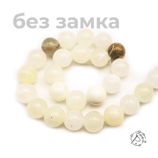Нить бусин оникс белый 12 мм