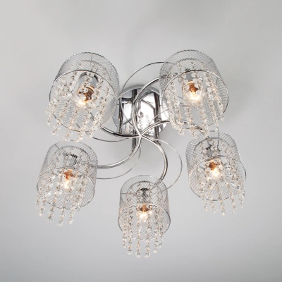 Потолочная люстра с хрусталем и плафонами 30137/5 хром, E27х5