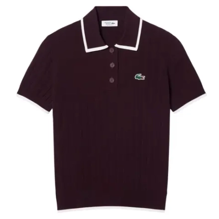 Женское поло Lacoste Short Sleeved Collar Golf Sweater - brown/white