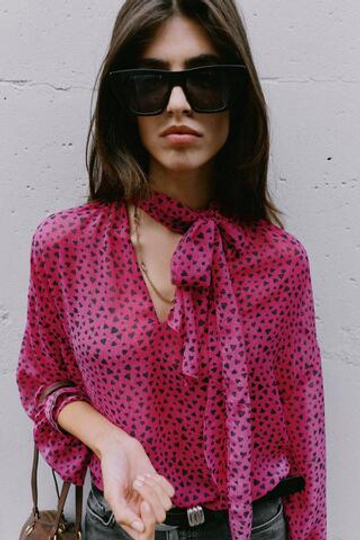 ZARA БЛУЗА С ПРИНТОМ «СЕРДЦА», РАЗНОЦВЕТНЫЙ