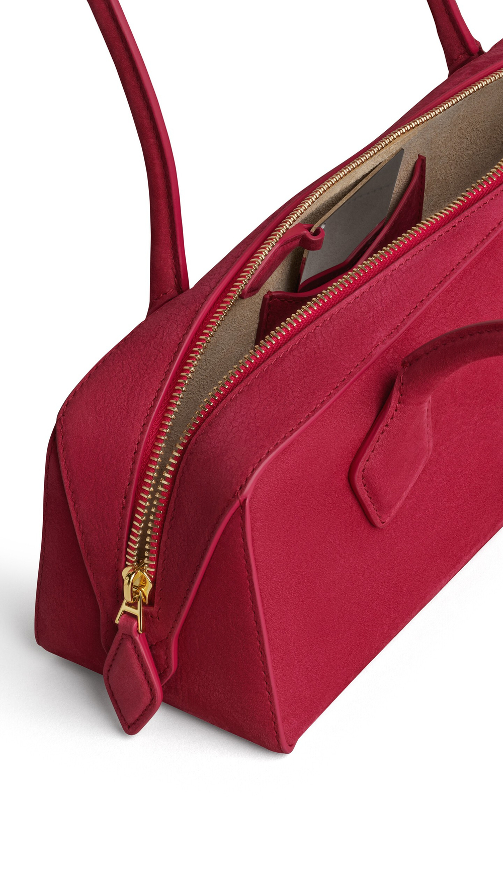 ALAÏA СУМКА LE TECKEL ИЗ НАТУРАЛЬНОЙ КОЖИ, МАЛИНОВЫЙ