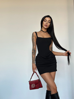 Платье Agdali Brand 1051 короткое однотонное на лямках со шнуровкой на спине