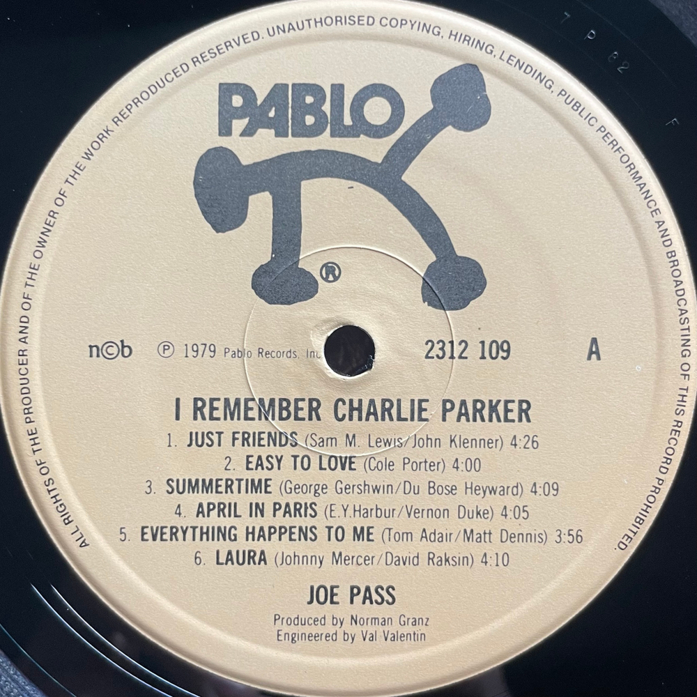 Joe Pass ‎– I Remember Charlie Parker (Скандинавия 1979г.)