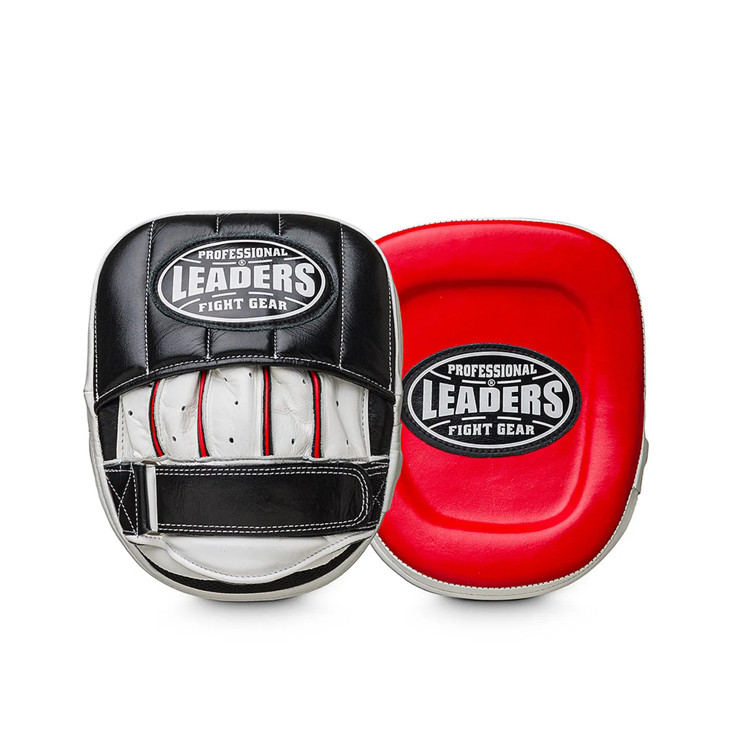 Лапы тренерские LEADERS CLASSIC (кожа, красный/черный/белый)