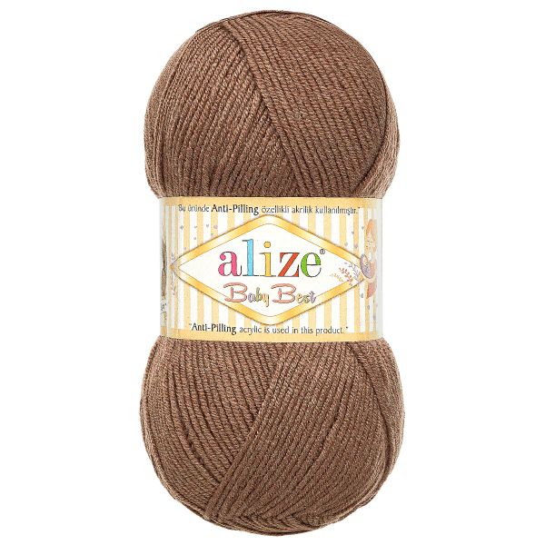 Пряжа Alize (Ализе) Baby Best / уп.5 мот. по 100 г, 240 м, с эффектом антипиллинг, 534 светло-коричневый