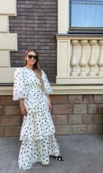 КОСТЮМ С ЮБКОЙ В ГОРОШЕК БЕЛЫЙ|ЧЕРНЫЙ