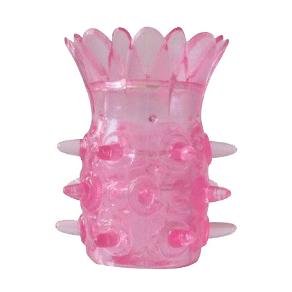 Розовая насадка 6см на пенис с шипиками и лепестками Bior Toys Erowoman-Eroman EE-10089
