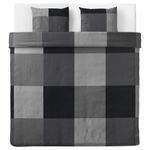 Комплект постельного белья IKEA BRUNKRISSLA (БРУНКРИСЛА), Двуспальный, Черно-серый, 240x220, 50x80 см