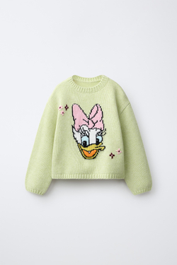 ZARA СВИТЕР ИЗ СМЕСОВОЙ ШЕРСТИ DAISY © DISNEY, ЛАЙМОВЫЙ