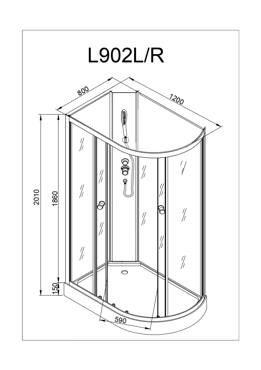 Душевая кабина AvaCan L902 R N без крыши