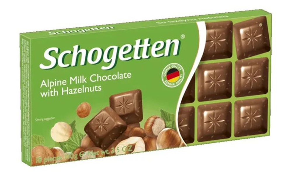 Шоколад Schogetten молочный с фундуком 100гр*15шт Германия