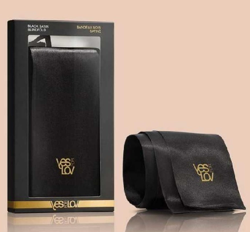 Черная сатиновая повязка на глаза 135см YESforLOV